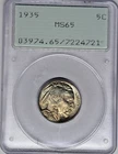 1935 MS65 PCGS Buffalo Nickel OGH Rattler