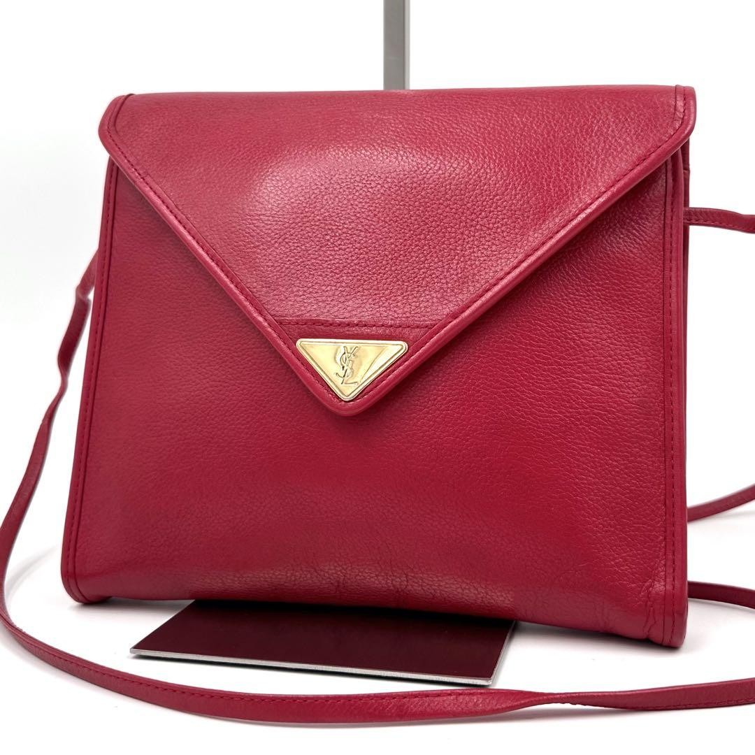 Borsa a tracolla Yves Saint Laurent Cassandra YSL logo triangolo pelle rossa F07141216