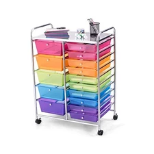 15-Drawer Rolling Storage Cart Multipurpose Movable Organizer Utility Cart