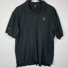 NIKE Court Polo Mens XL Black Tennis Logo Short Sleeve Shirt