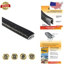 Durable Black Edge Protector 25ft - Flexible PVC, 1/16" Edge, 3/8" Leg
