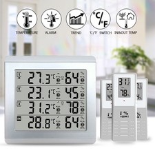 Wireless Digital Refrigerator Freezer Thermometer 3 Sensor Temp Alarm In/Outdoor