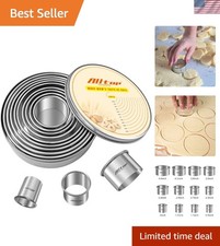 12 Pcs Round Biscuit Cutter - Stainless Steel Baking Essential Tool for Effor...