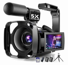 5K Video Camera Camcorder, UHD 64MP Vlogging Camera for YouTube with 3" 270 
