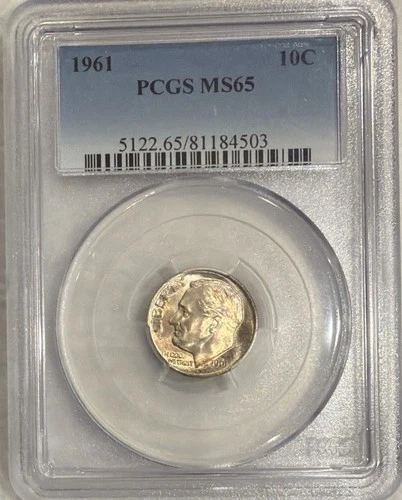 1961 Roosevelt Silver Dime PCGS MS 65 Philadelphia Mint