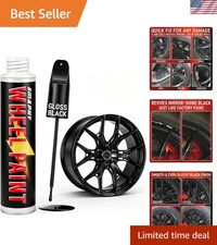 Gloss Black Rim Touch Up Paint Wheel Scratch Car Curb Rash Repair Kit