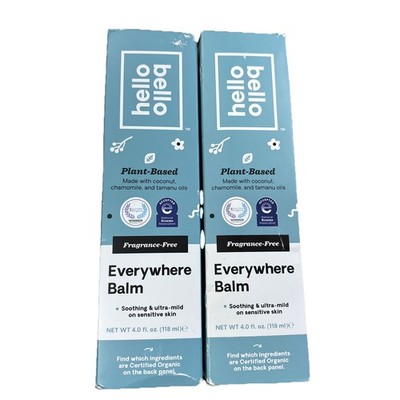 2 PK -HELLO BELLO EVERYWHERE BALM Fragrence Free Plant Based 4 Oz Sensitive Skin