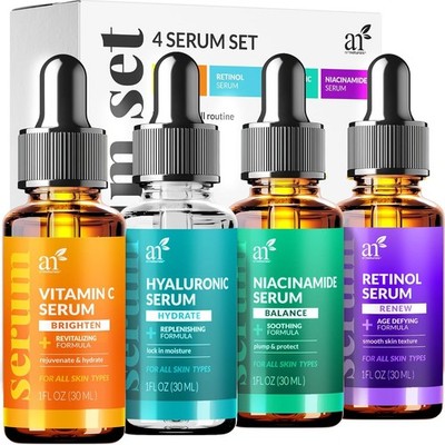 Vitamin C Serum Skin Care 4-Piece Set: Includes Retinol, Hyaluronic Acid & Niaci