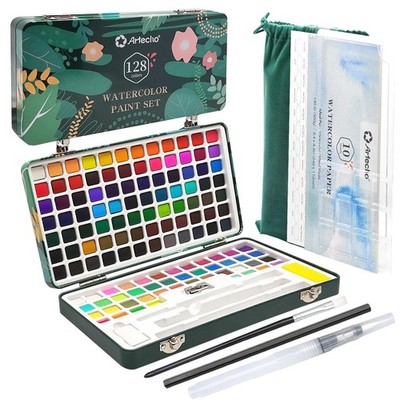 Artecho Watercolor Paint Set 128 Colors, Water Colors Paint Adult Set with Wa...