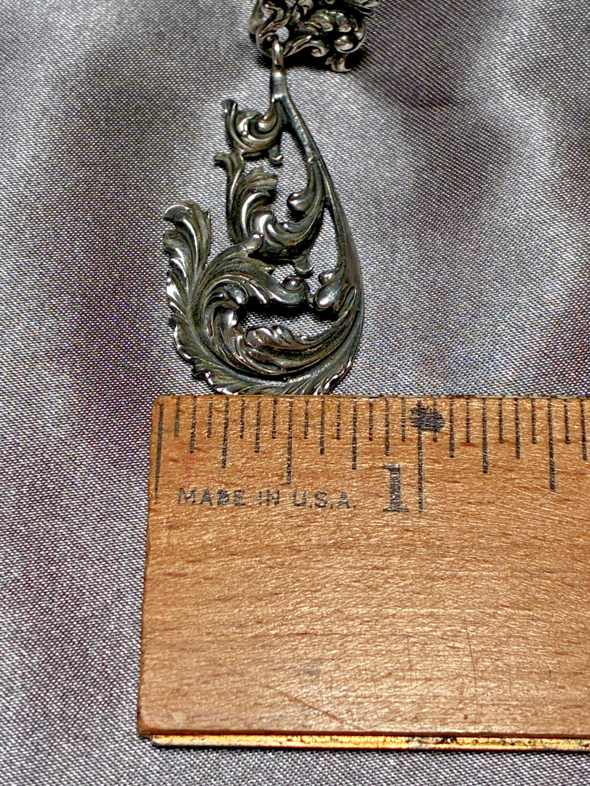 Elegant Vintage Art Nouveau Ornate Feather Scroll Sterling Clip On Earrings