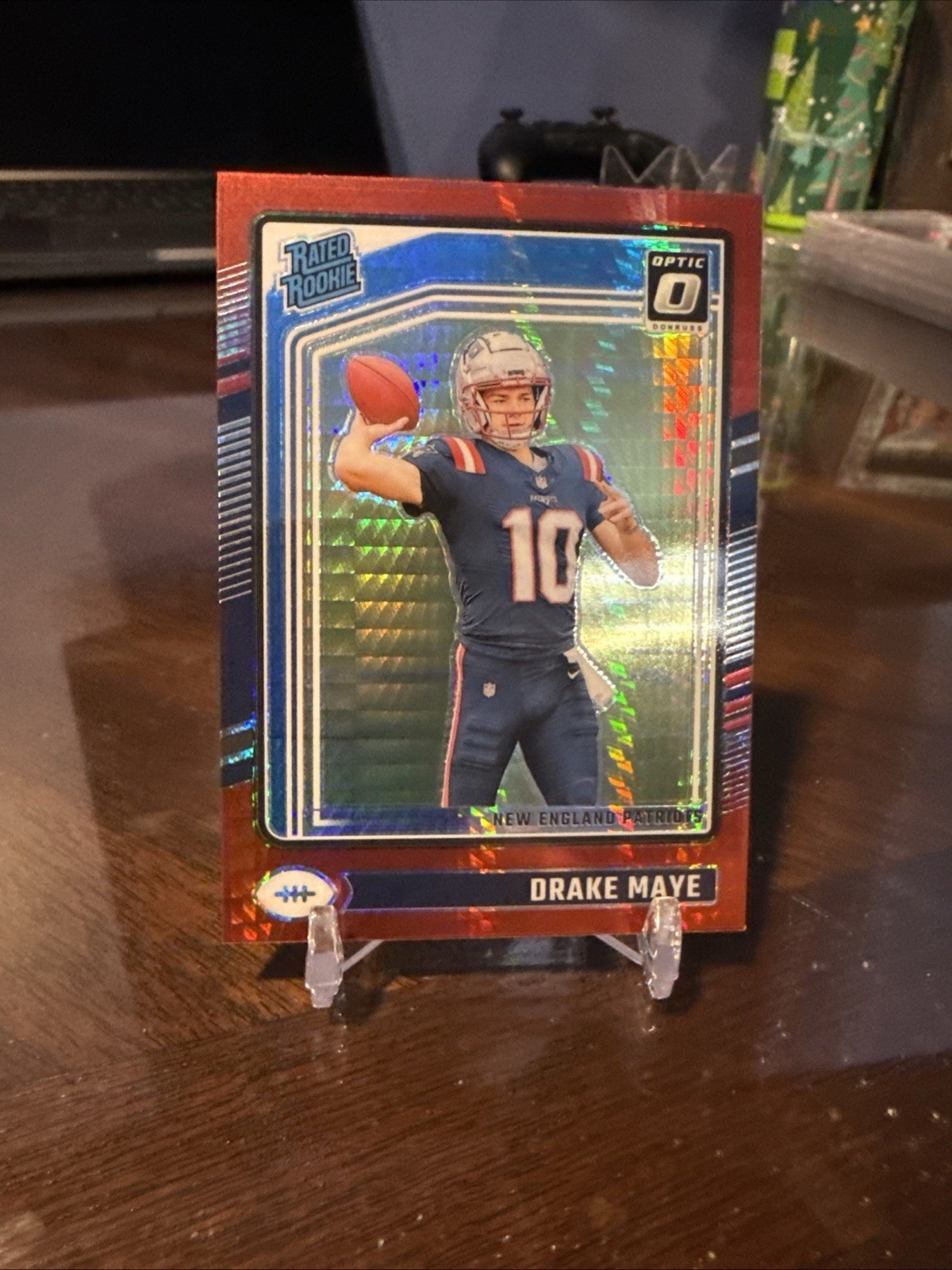 2024 Panini Donruss Optic - Rated Rookie Drake Maye #229 Red Hyper Prizm (RC)