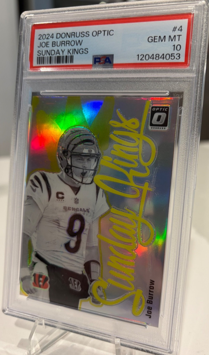 2024 Panini Donruss Optic Joe Burrow Sunday Kings #4 PSA 10 view 2