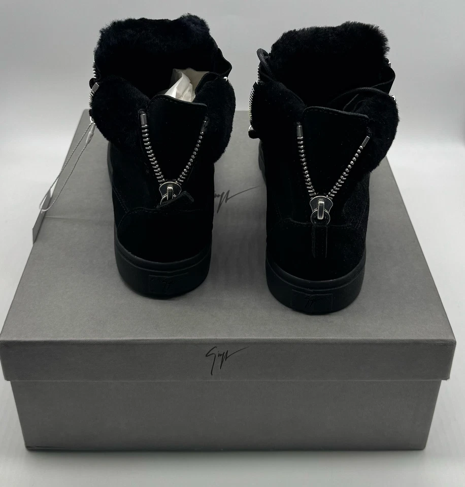 Giuseppe Zanotti leather velour trim mid-top sneakers womens sz 38 - Image 3 of 4