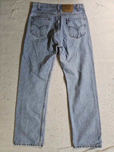 Pantalones de mezclilla vintage Levi 505 naranja con lengüeta calce regular pierna recta desgastados para hombre 33x30 - Imagen 10 de 12