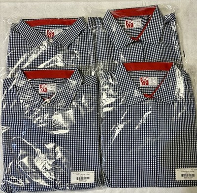 Chick-Fil-A Team Style by Oobe Women s XL Blue White Button Up Gingham Check