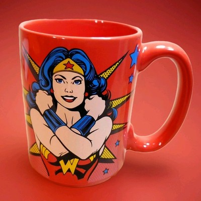 BRAND NEW Wonder Woman Coffee Mug Red HUGE Strongest Alive Zak DC 5'' 14oz  Gold 
