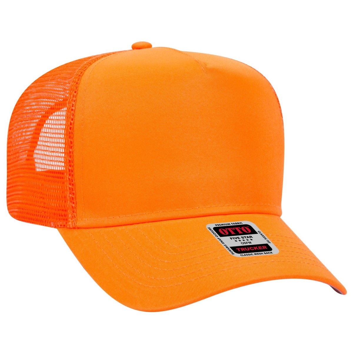 OTTO CAP 117-821 Unisex Neon 5 Panel Mid Profile Mesh Back Trucker