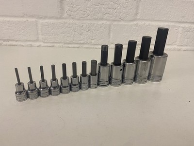 Snap On Tools SAE Imperial Sechskant-Steckschlüsselsatz 1/8 -3/4  gemischter Antrieb 13-teiliges Set gebraucht