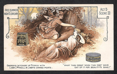 OX TONGUES LIBBY, McNEILL, LIBBY'S CANNED MEAT~SHAKESPEARE'S MIDSUMMER SCENE