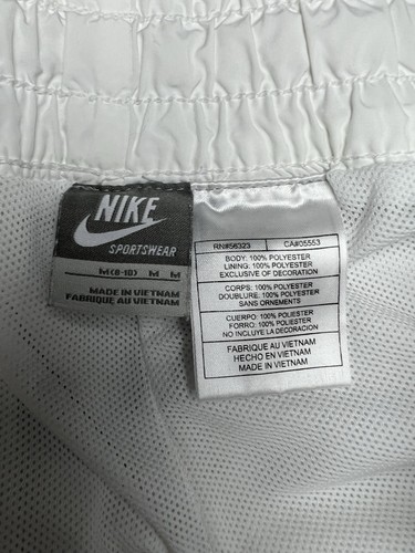 VTG Rare Nike Swoosh Y2K Silky Shiny Long Shorts White With Blue Stripe Size Med - Picture 10 of 10