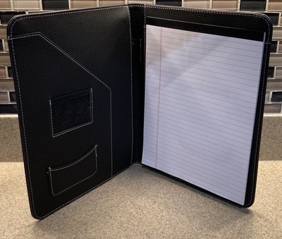 Universal Black Leather Look Padfolio Portfolio 8.5x11 Writing Pad UNV32660