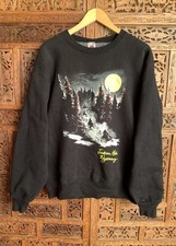 Vintage 80s Jackson Hole Wyoming Sweatshirt Black Crewneck Snowmobile Print