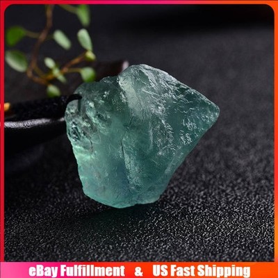  Natural Green Fluorite Gemstone Pendant Quartz Crystal Necklace Charms Healing