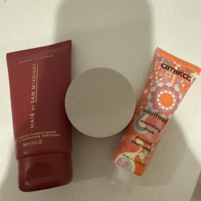 SAM MCKNIGHT CREME CLEANSE 75ml, OUAI DICKE HAARMASKE 30ml, AMIKA SOUL FOOD 30ml