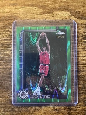 2025-26 Topps Chrome Update - Kawhi Leonard Green Wave Refractor /99 Jersey #