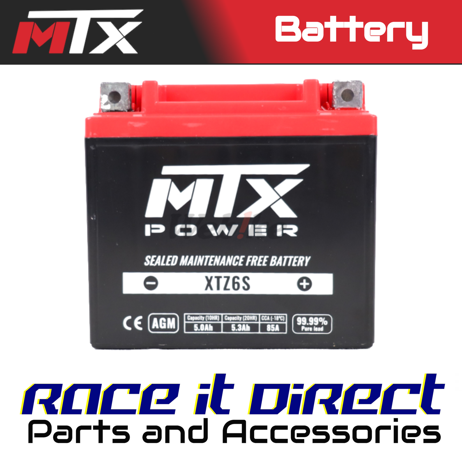 AGM Battery for BETA RR 525 4T 2008-2009 MTX
