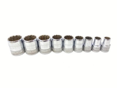 Vintage S-K SK Tools 401 Series 9pc Socket Set 1/2'' DR 12 Point 7/16 - 1-1/8 USA