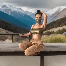 Free T-shirt! metallic womans pants (hip Hop)