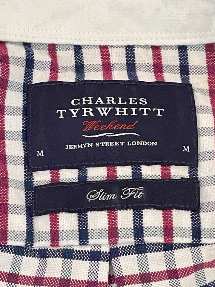 Lote de 2 Camisas de Fin de Semana Charles Tyrwhitt Usadas en Excelente Condición Para Hombres M Algodón A Cuadros Calce Ajustado LS Foto 3 de 4