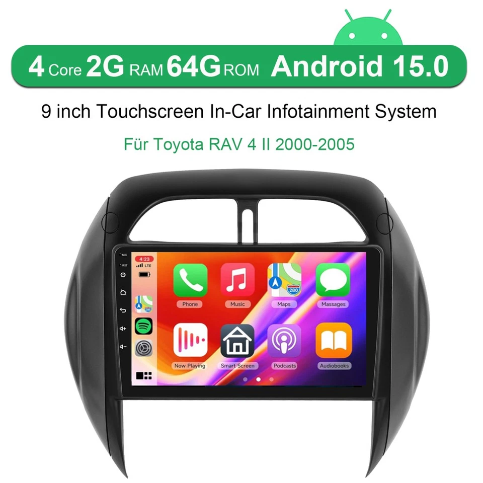 Für Toyota RAV 4 II 2000-2005 Android 15 2+64GB Autoradio GPS Navi Carplay WIFI - Bild 2 von 4