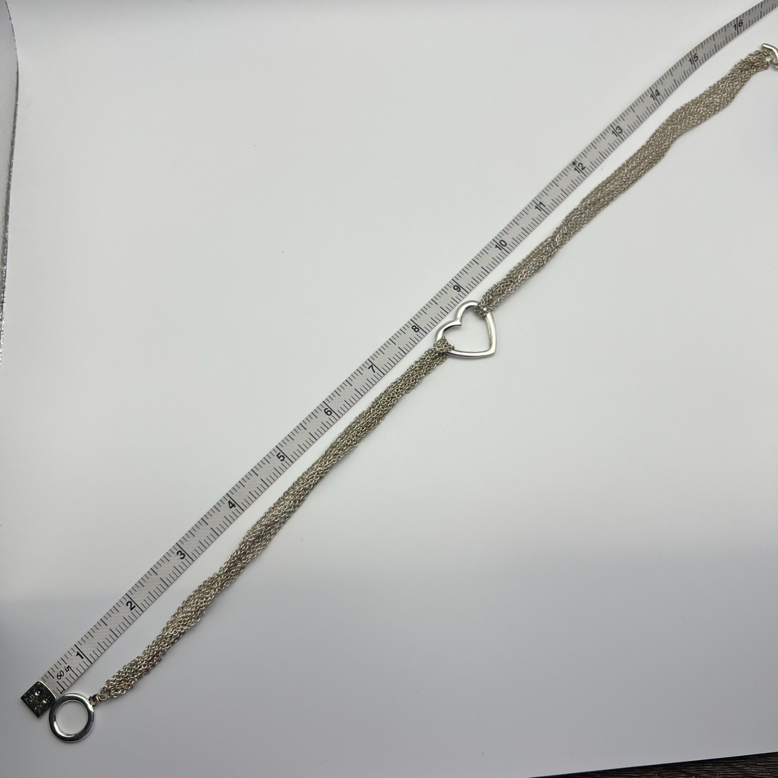 Silver Tone Multi Strand Heart Toggle Necklace La… - image 4