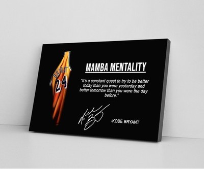 Kobe Bryant Mamba Mentality Motivational Quote Canvas Wall Art Boyfriend Gift