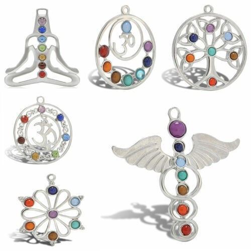 Reiki Chakra Pendant 7 Chakra Stones Meditation Natural Stone Semi Precious Gift - Picture 11 of 24