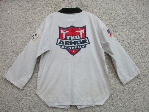 VINTAGE Adidas Taekwondo Gi 3 (170cm) White US Korea Flag Martial Arts Gym Mens - Picture 7 of 12