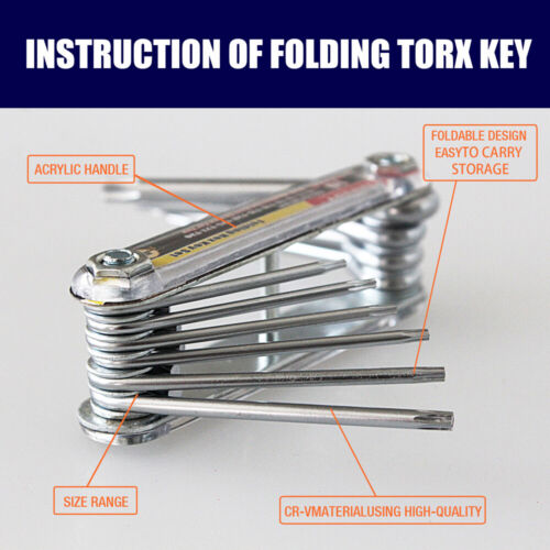 10 PC Tamper Proof Star Key Set Folding Locking Torx security screwdriver T6-T30 - Picture 2 of 8