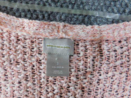 chicos size 1 sweater pink pullover knit v-neck stretch polyester rayon classic - Picture 7 of 16