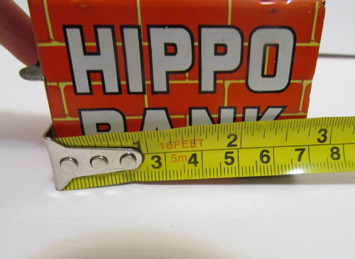 Vintage Wind-Up Happy Hippo Tin Toy Bank Made in Japan by Yone - Picture 13 of 15