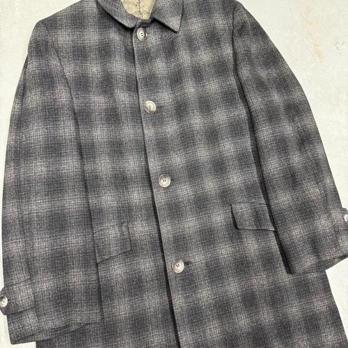 Vintage 1950s Danbry Plaid Wool Cashmere Coat Made in England 37T Small - Picture 2 of 9