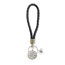 Custom Live Simply Love Deeply Silver Black Leather Key Chain Choose Initial