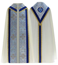 Cream/blue Gothic Cope with stole Capa pluvial Piviale Vestment KK075AKN26