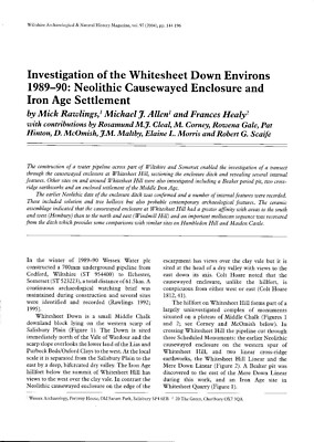 Excavations at Whitesheet Down Wilts a Neolithic Causewayed enclosure. Iron-Age 