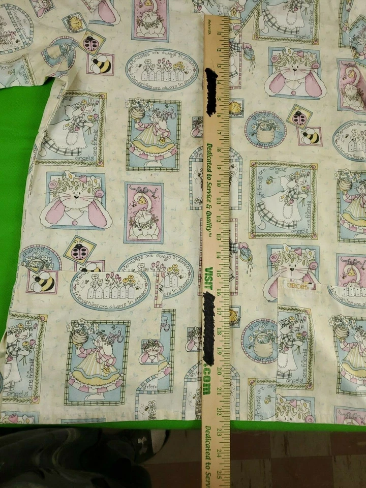 Cherokee Blanco Amistad Ángeles Estampado Unisex Hombre Mujer Blusa Médica Talla S Foto 3 de 4