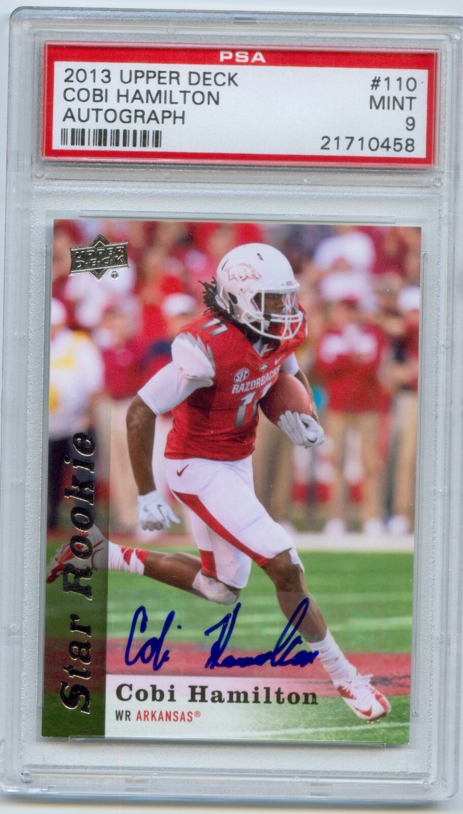 2013 Upper Deck AUTOGRAPH 110 COBI HAMILTON Arkansas Razorbacks PSA 9