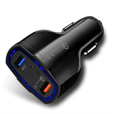 For Samsung Galaxy S20 S21 S22 Quick Car Charger 48W 3-Port USB Type-C Port