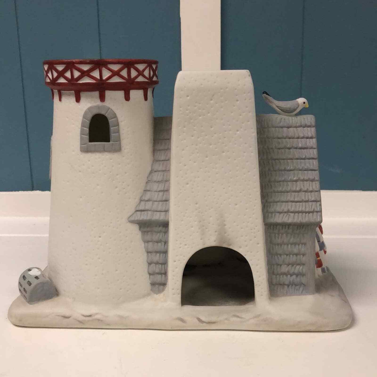 Stoney Harbor Lighthouse Partylite Tea Light Candle Holder Ceramic 8.5