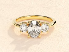 3 Stone Moissanite Oval Engagement Ring Classic Elegance at an Affordable Price